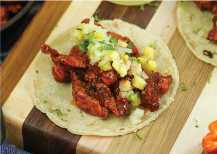 Achiote Chicken Tacos with Pineapple-Cilantro Salsa